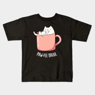 Pawfee Break Cute Coffee Cat Pun Kids T-Shirt